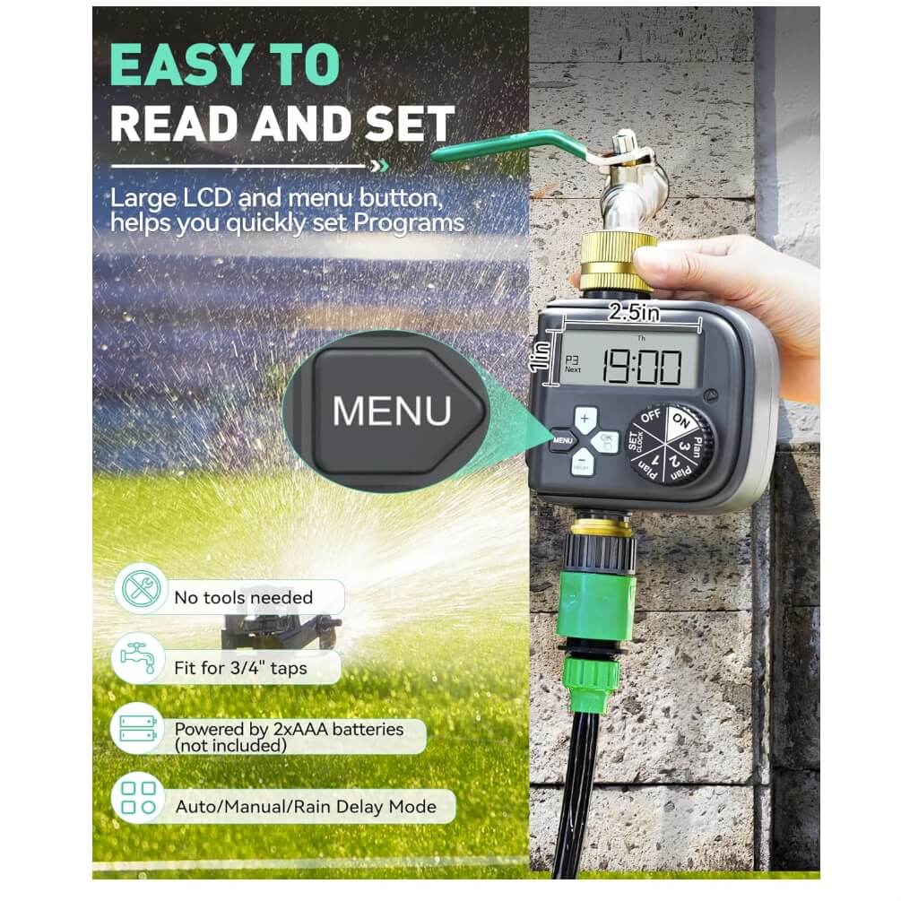 RainPoint Sprinkler Timer with Brass Inlet & Outlet