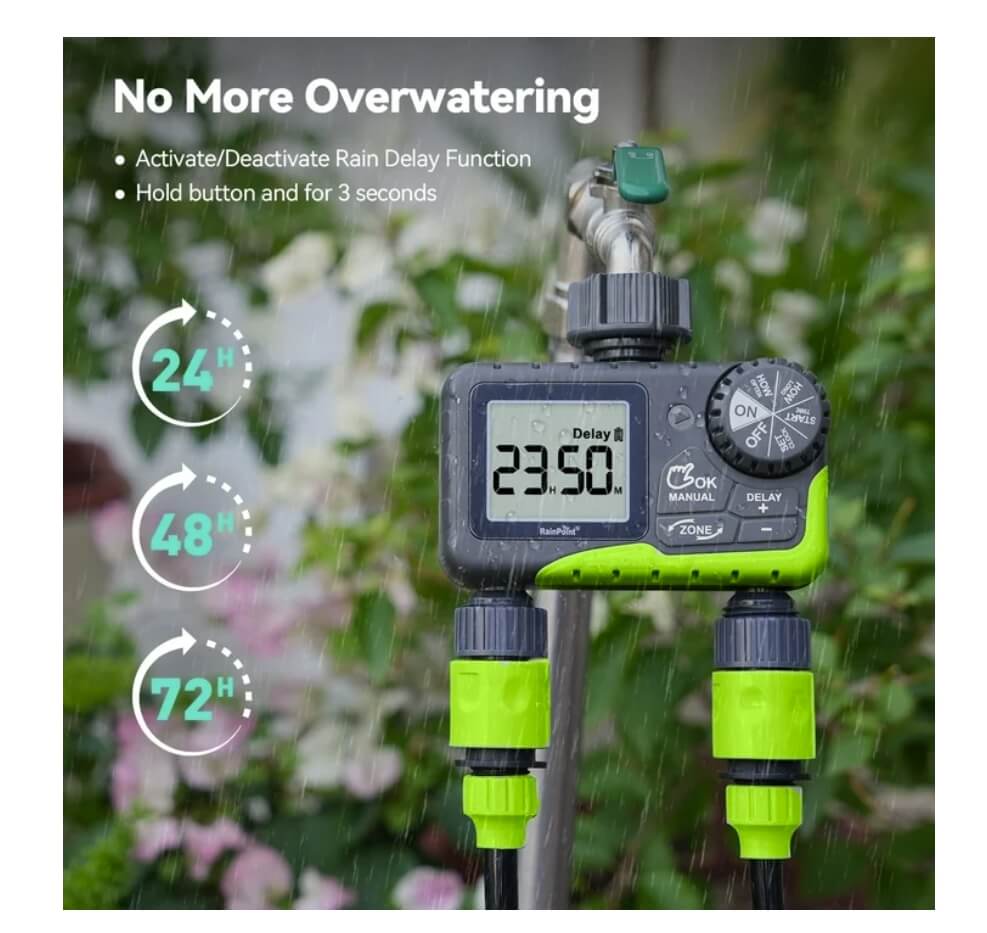 RainPoint 2PCS Garden Hose Timer 2 Outlet Greenhouse Irrigation Faucet