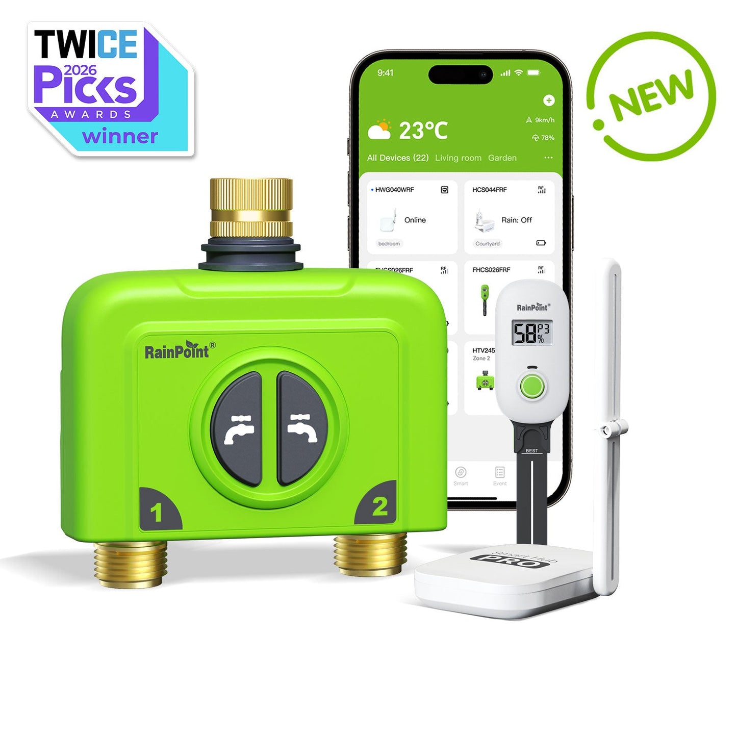 RainPoint Smart Irrigation System with Soil & Weather Sensors