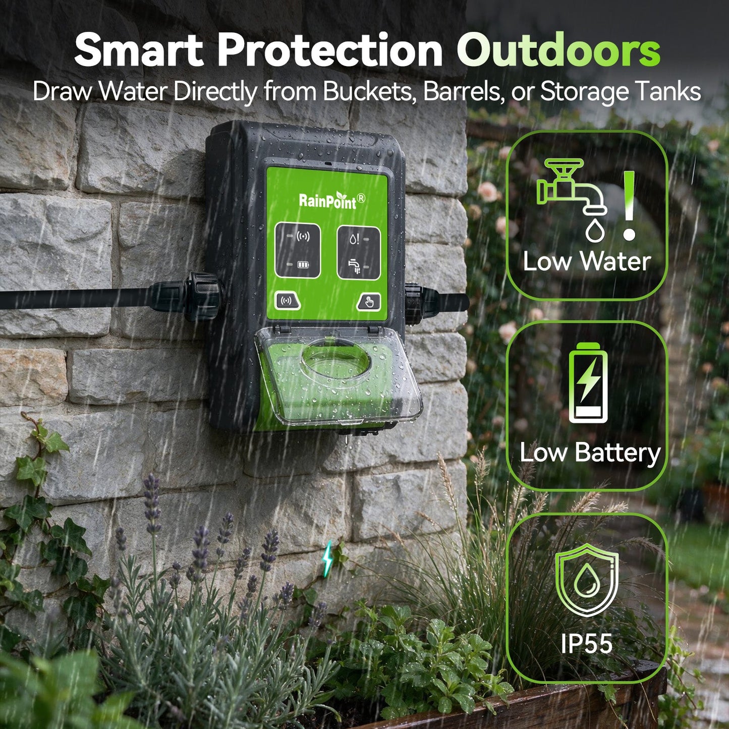 RainPoint Smart Water Pump Misting Kit for Gardens & Rain Barrels