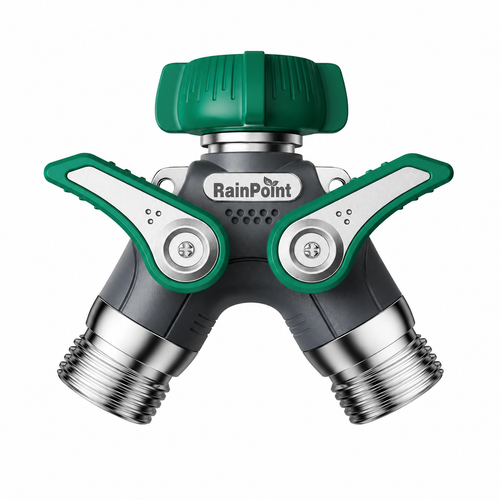RainPoint Heavy Duty 2 Way Hose Splitter – 100% Metal, Full Flow (1 Pack)