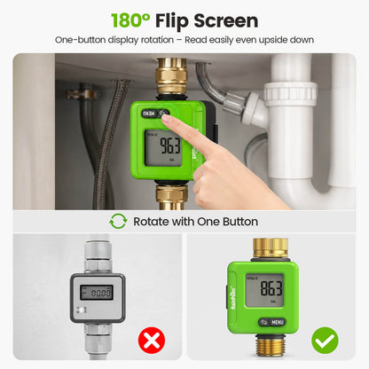 RainPoint Smart Bluetooth Water Flow Meter with App Control