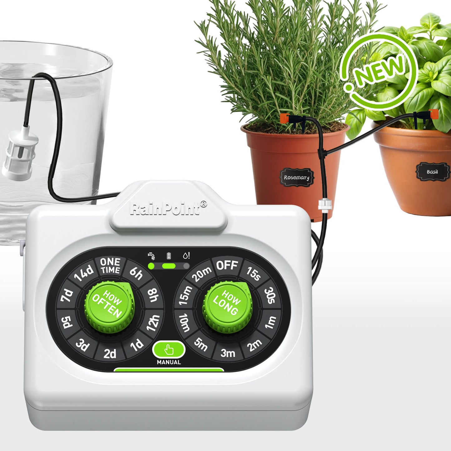 RAINPOINT Beginner-Friendly Automatic Plant Waterer Indoor for 10-15 Plants