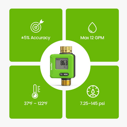 RainPoint Smart Bluetooth Water Flow Meter with App Control