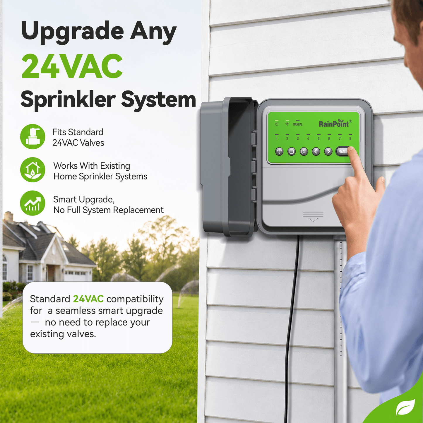 RainPoint 8-Zone Smart Irrigation Controller  – WiFi App, Perfect for Lawn, Garden, and Yard