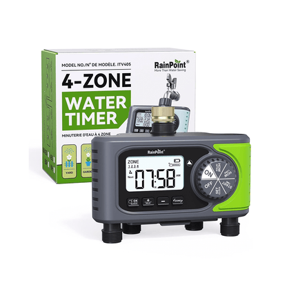 RainPoint brass inlet 4-zone water timer irrigation controller