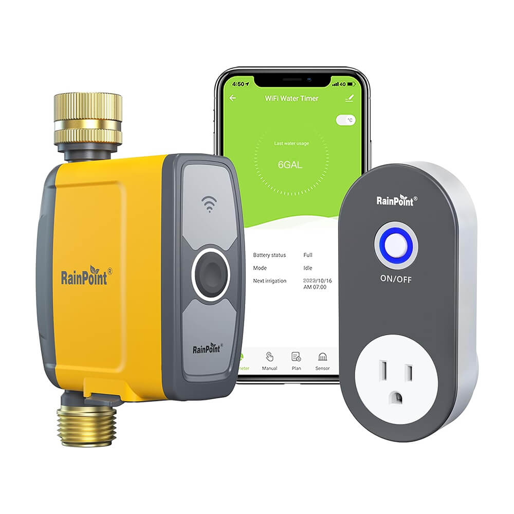 RainPoint WiFi Water Timer, Brass Inlet & Outlet