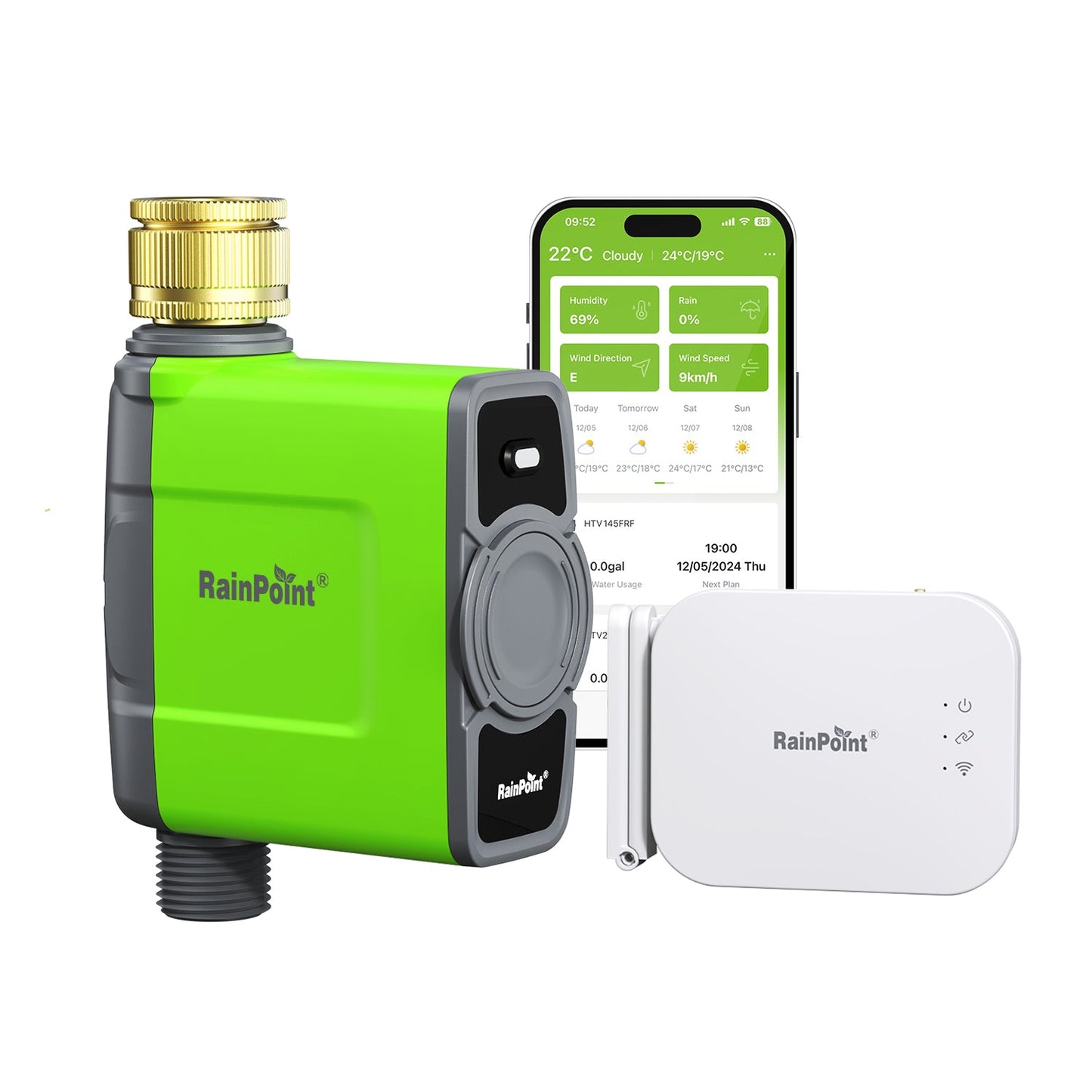 RAINPOINT Irrigation Computer  1-Zone WiFi Water Timer + WiFi Ethernet Gateway for Garden