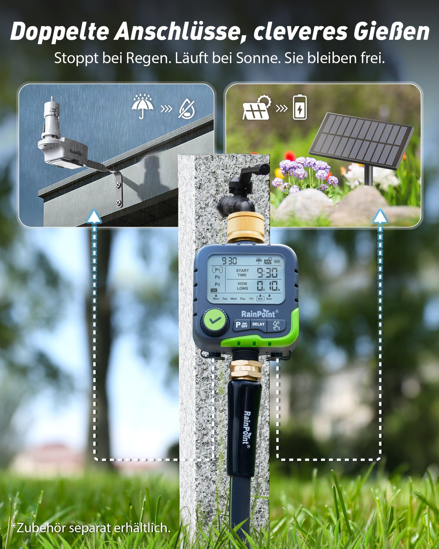 RAINPOINT 1-Zone Water Timer – Programmable, Rain Delay, IP65 Waterproof