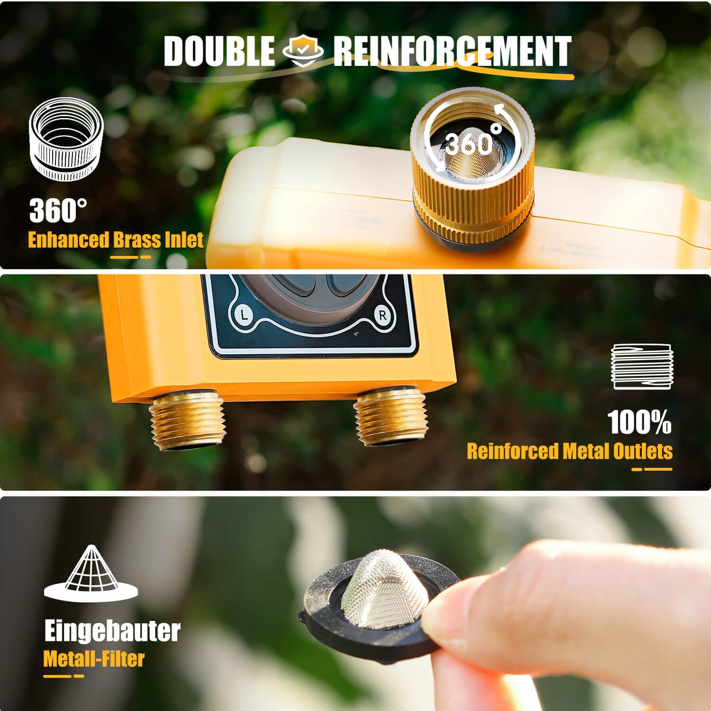 RainPoint 2 Zone WiFi Hose Timer for Lawn with Brass Inlet & Outlet