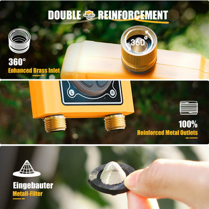 RainPoint 2 Zone WiFi Hose Timer for Lawn with Brass Inlet & Outlet