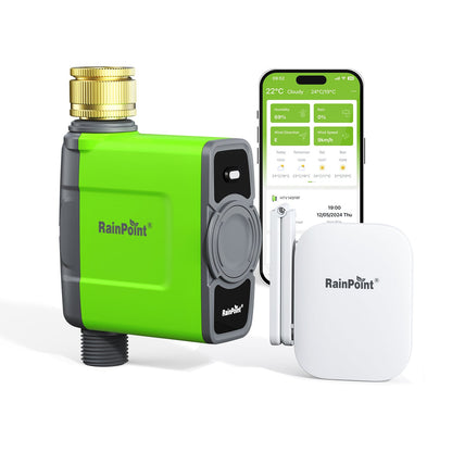 RAINPOINT Irrigation Computer 1-Zone Smart Sprinkler Timer +  Antenna Gateway for Garden