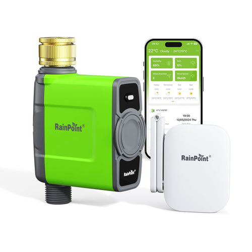RAINPOINT Irrigation Computer 1-Zone Smart Sprinkler Timer +  Antenna Gateway for Garden