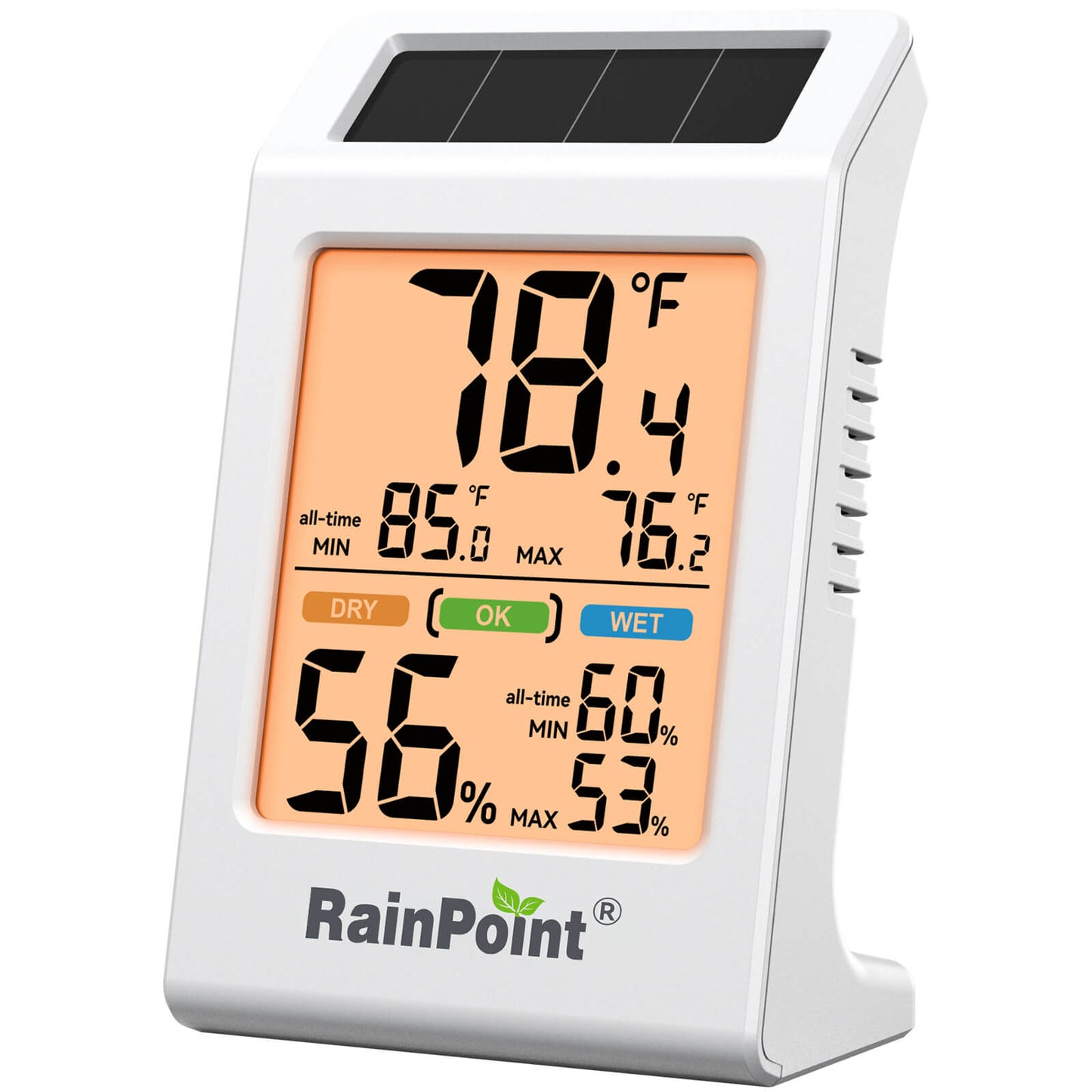 RainPoint Solar Hygrometer – Large Display, Comfort Indicator, Max/Min Memory