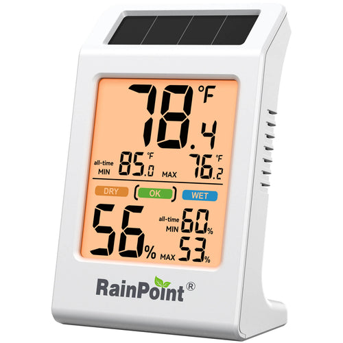 RainPoint Solar Hygrometer – Large Display, Comfort Indicator, Max/Min Memory