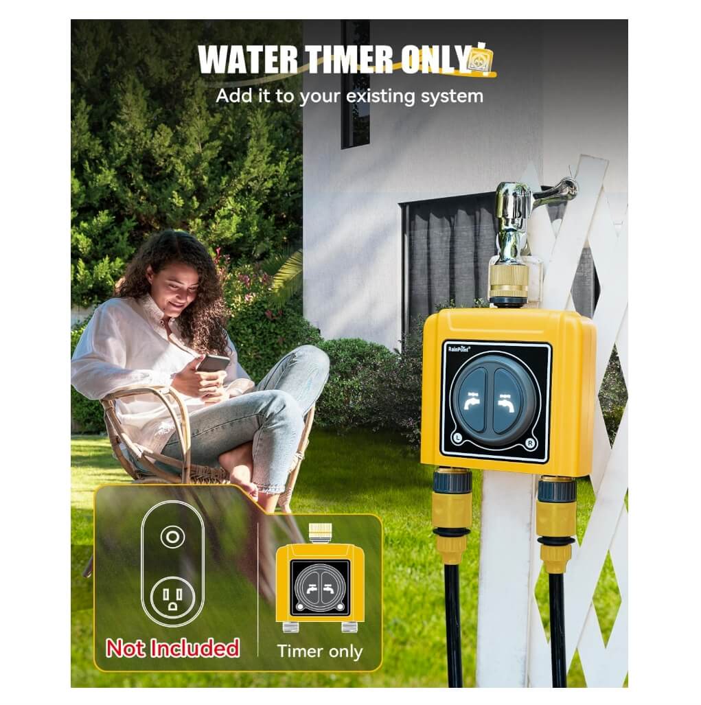 RainPoint WiFi Water Timer with Brass Inlet & Outlet. No WiFi Hub