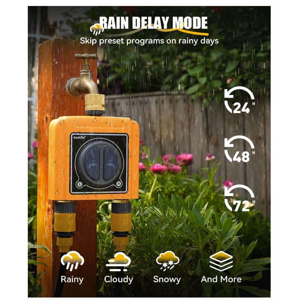 RainPoint WiFi Water Timer with Brass Inlet & Outlet. No WiFi Hub