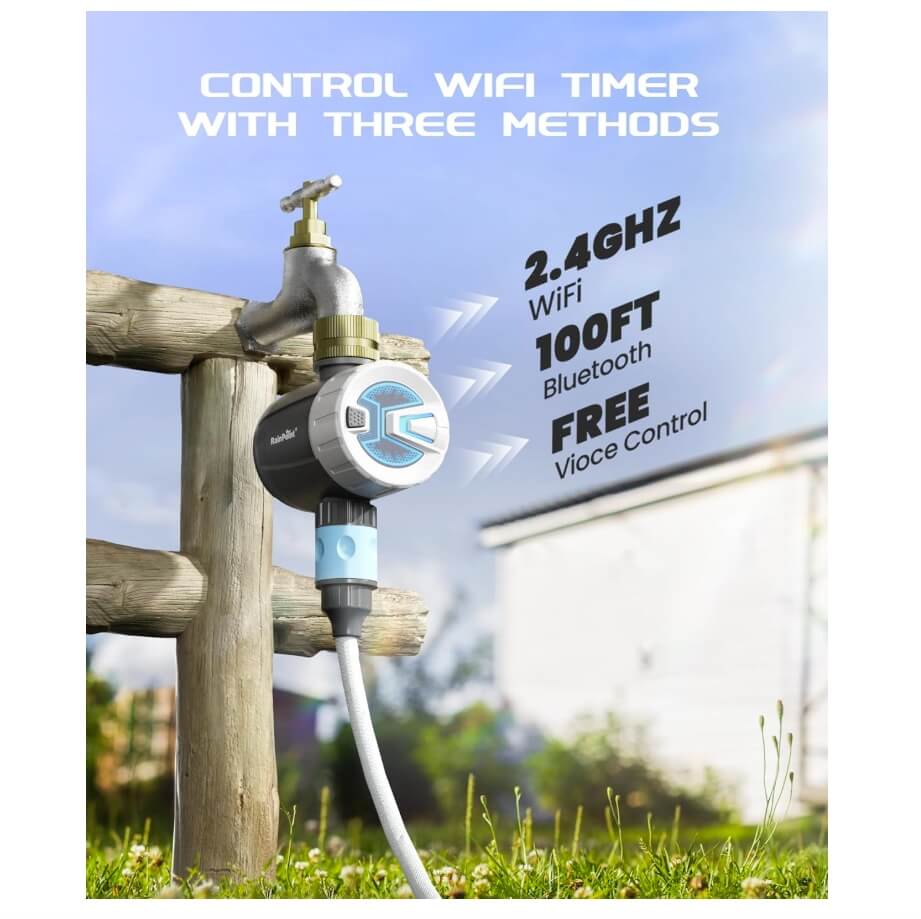 RainPoint Brass Inlet Smart Hose Faucet Timer, APP Control via 2.4Ghz WiFi and Bluetooth