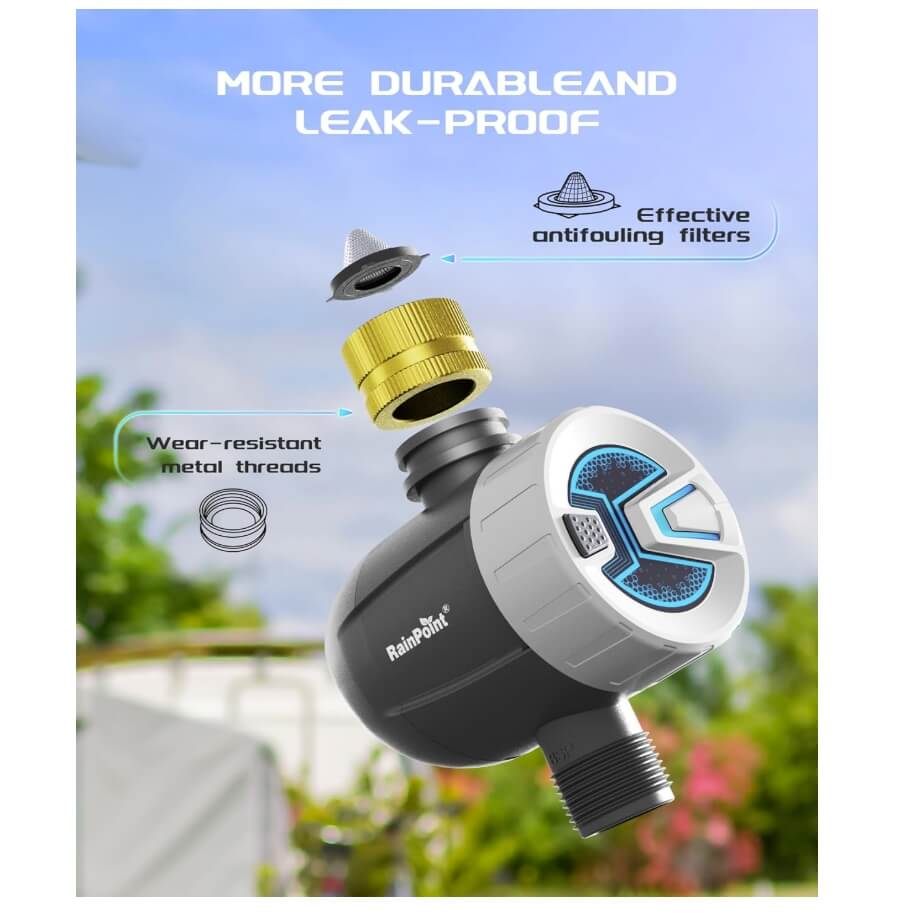 RainPoint Brass Inlet Smart Hose Faucet Timer, APP Control via 2.4Ghz WiFi and Bluetooth