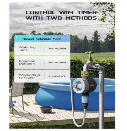 RainPoint Brass Inlet Smart Hose Faucet Timer, APP Control via 2.4Ghz WiFi and Bluetooth