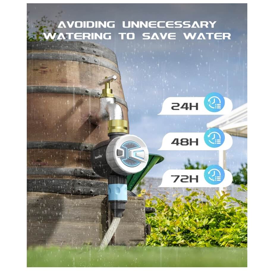 RainPoint Brass Inlet Smart Hose Faucet Timer, APP Control via 2.4Ghz WiFi and Bluetooth