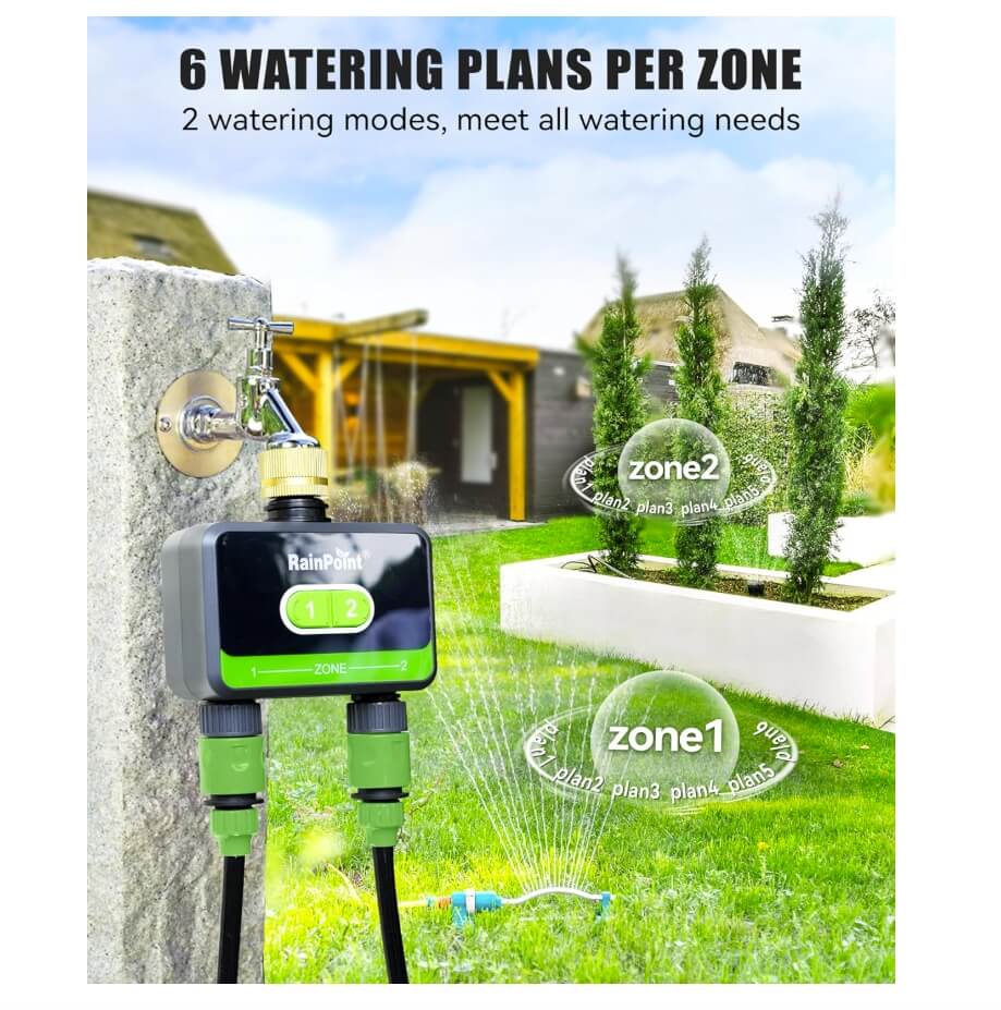 RainPoint Bluetooth Sprinkler Timer 2 Outlet Hose-Timer Only, (Not Hub)