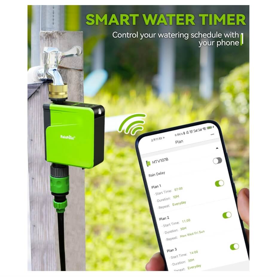 RainPoint with Brass Inlet Bluetooth Water Timer for Garden Hose(Not Hub)