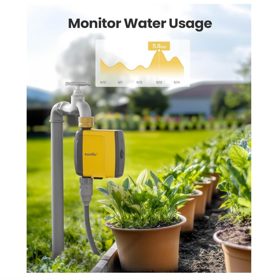 RainPoint WiFi Water Timer, Smart Sprinkler Timer, Brass Inlet