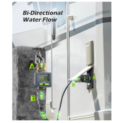 RainPoint Water Flow Meter with Brass Inlet & Outlet, 180° Screen-Flip Water Meter