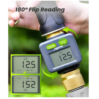 RainPoint Water Flow Meter with Brass Inlet & Outlet, 180° Screen-Flip Water Meter