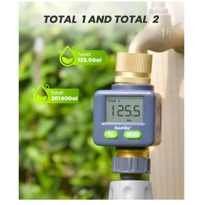 RainPoint Water Flow Meter with Brass Inlet & Outlet, 180° Screen-Flip Water Meter