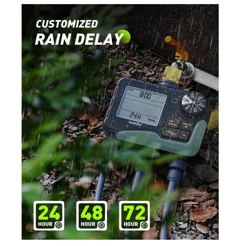 RainPoint 3 Zone Sprinkler Timer with Brass Inlet