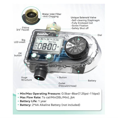 RainPoint Sprinkler Timer with Brass Inlet