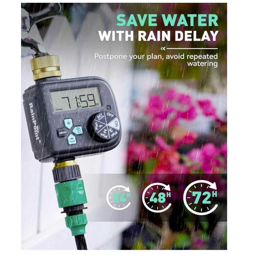 RainPoint Sprinkler Timer with Brass Inlet & Outlet
