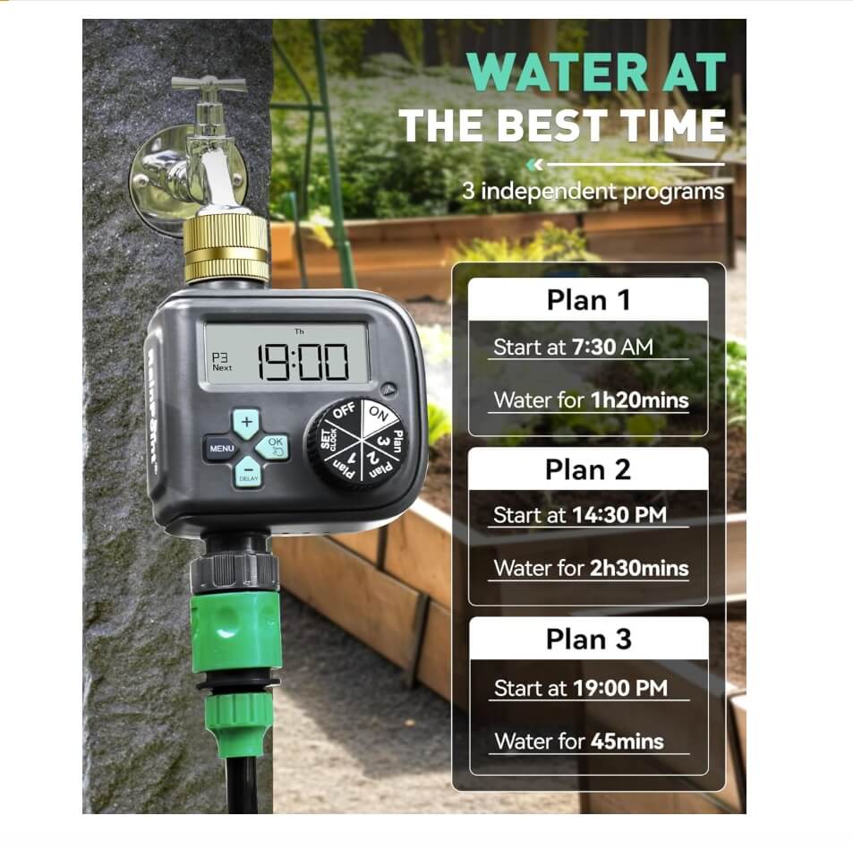 RainPoint Waterproof Hose Timer Brass Inlet,1 Outlet