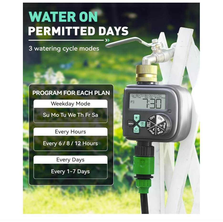 RainPoint Waterproof Hose Timer Brass Inlet,1 Outlet
