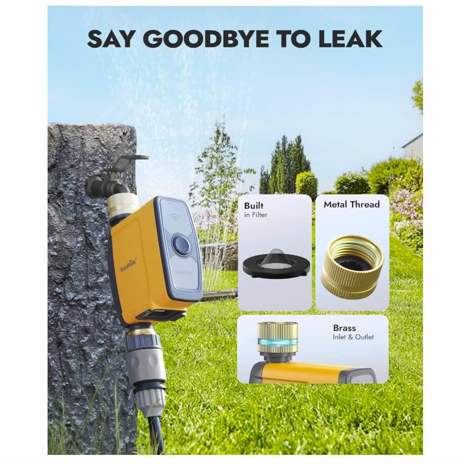 RainPoint WiFi Water Timer, Brass Inlet & Outlet