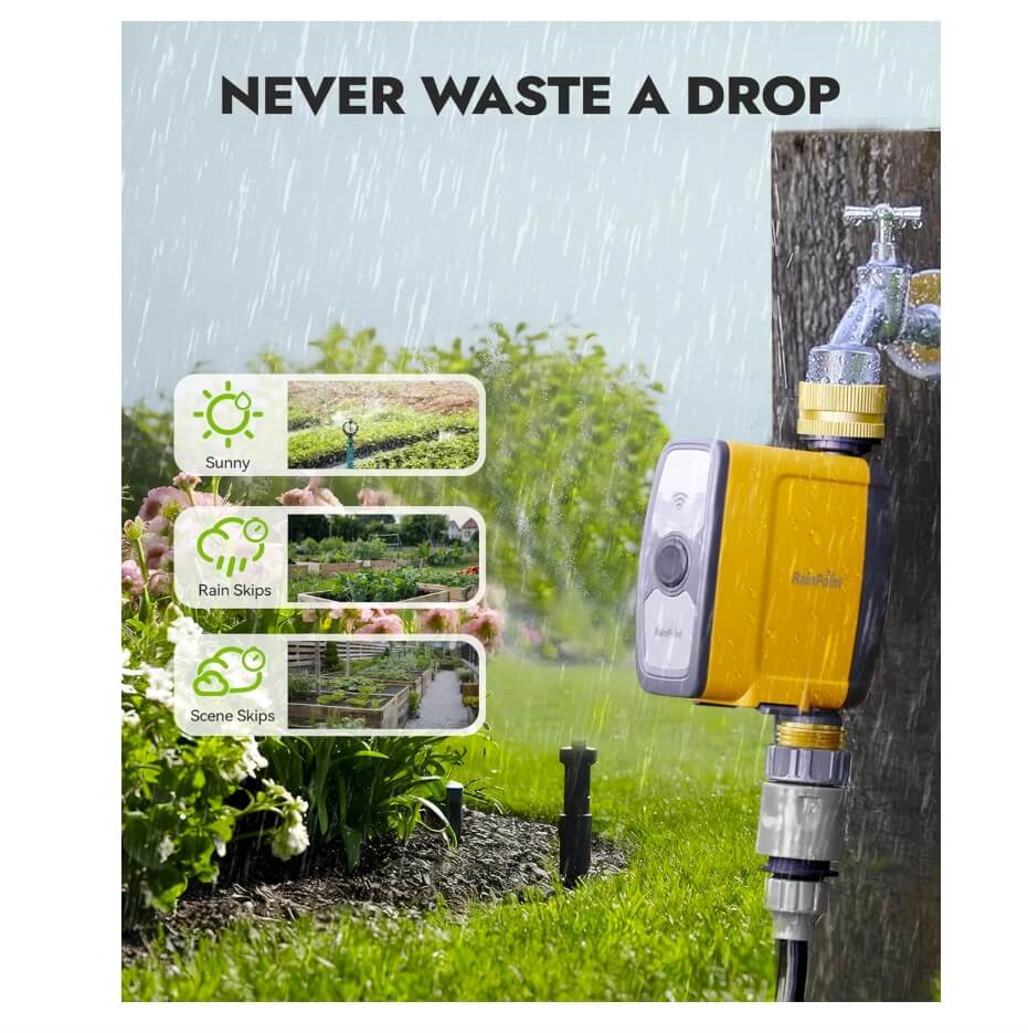 RainPoint WiFi Water Timer, Brass Inlet & Outlet