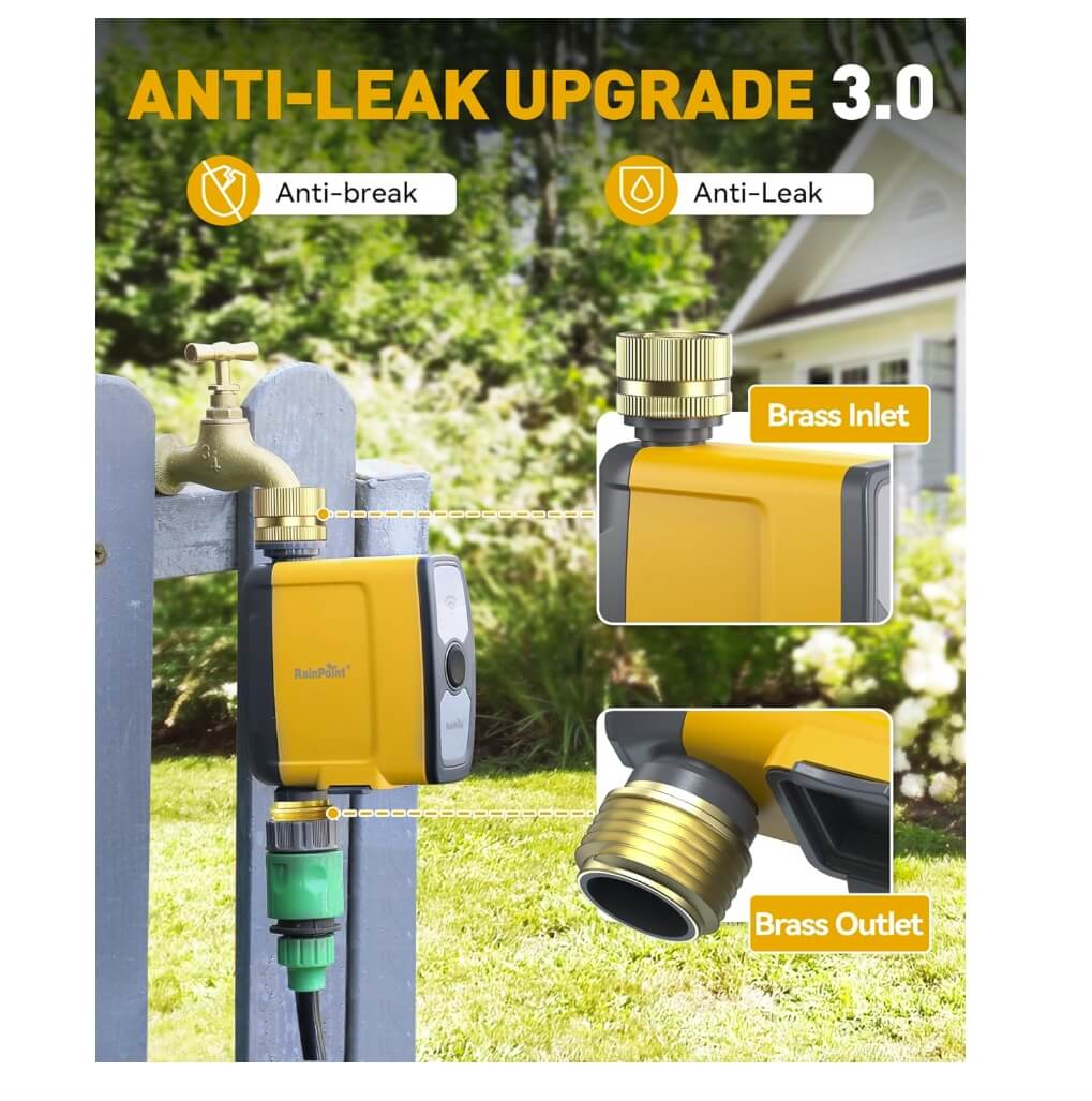RAINPOINT Irrigation Computer WLAN with Pure Brass Inlet and Outlet, without WiFi Hub