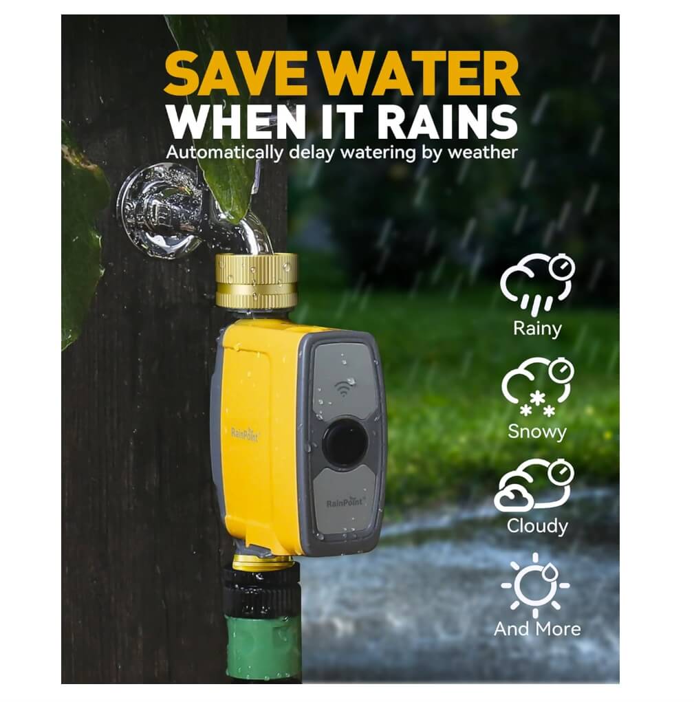 RAINPOINT Irrigation Computer WLAN with Pure Brass Inlet and Outlet, without WiFi Hub