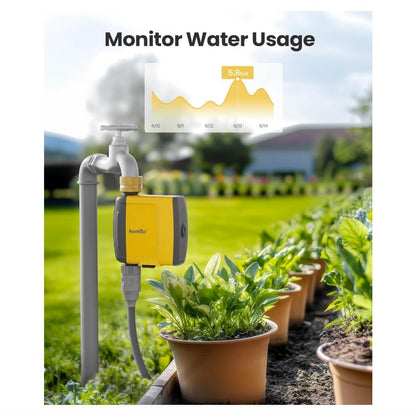 RAINPOINT Irrigation Computer WLAN Brass Inlet, without WiFi Hub, Must Be Used with TWG004WRF WiFi Hub, Only 2.4 GHz WLAN