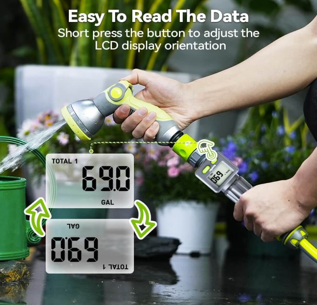 RainPoint Bi-Directional Measurement Digital Water Flow Meter
