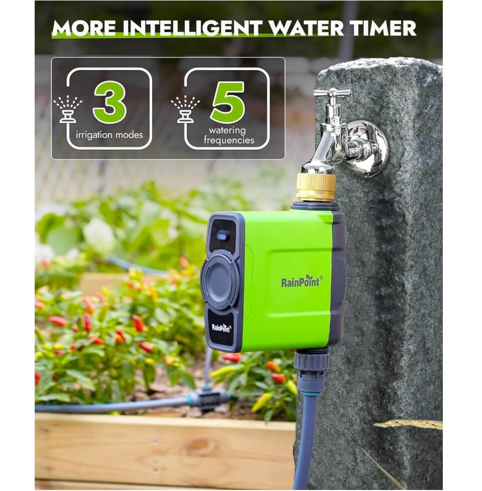 RainPoint with Brass Inlet WiFi Water Timer for Garden Hose