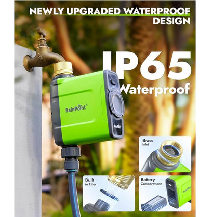 RainPoint with Brass Inlet WiFi Water Timer for Garden Hose