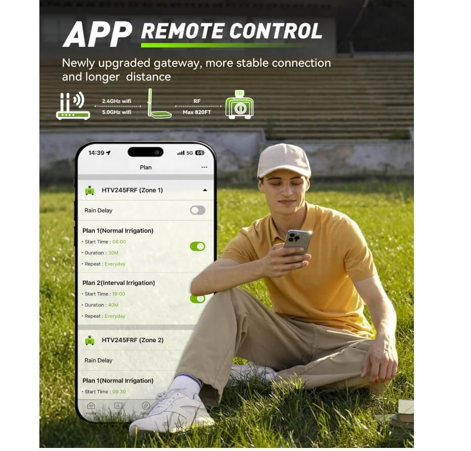 RainPoint with Brass Inlet 2-Zone Smart Hose Timer with Ethernet Gateway