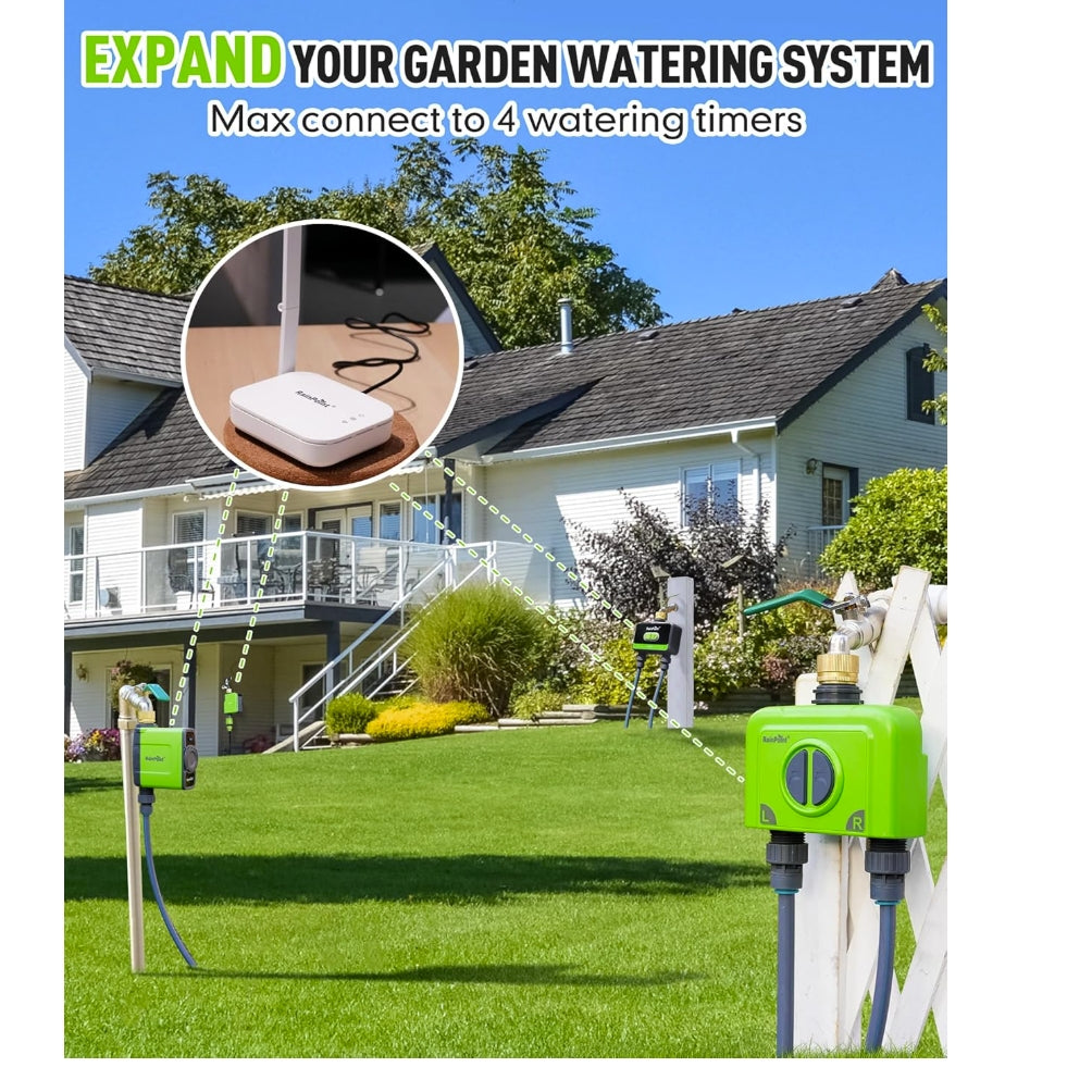 RainPoint 2-Zone WiFi Hose Timer Sprinkler Controller, Brass Inlet (No Gateway)