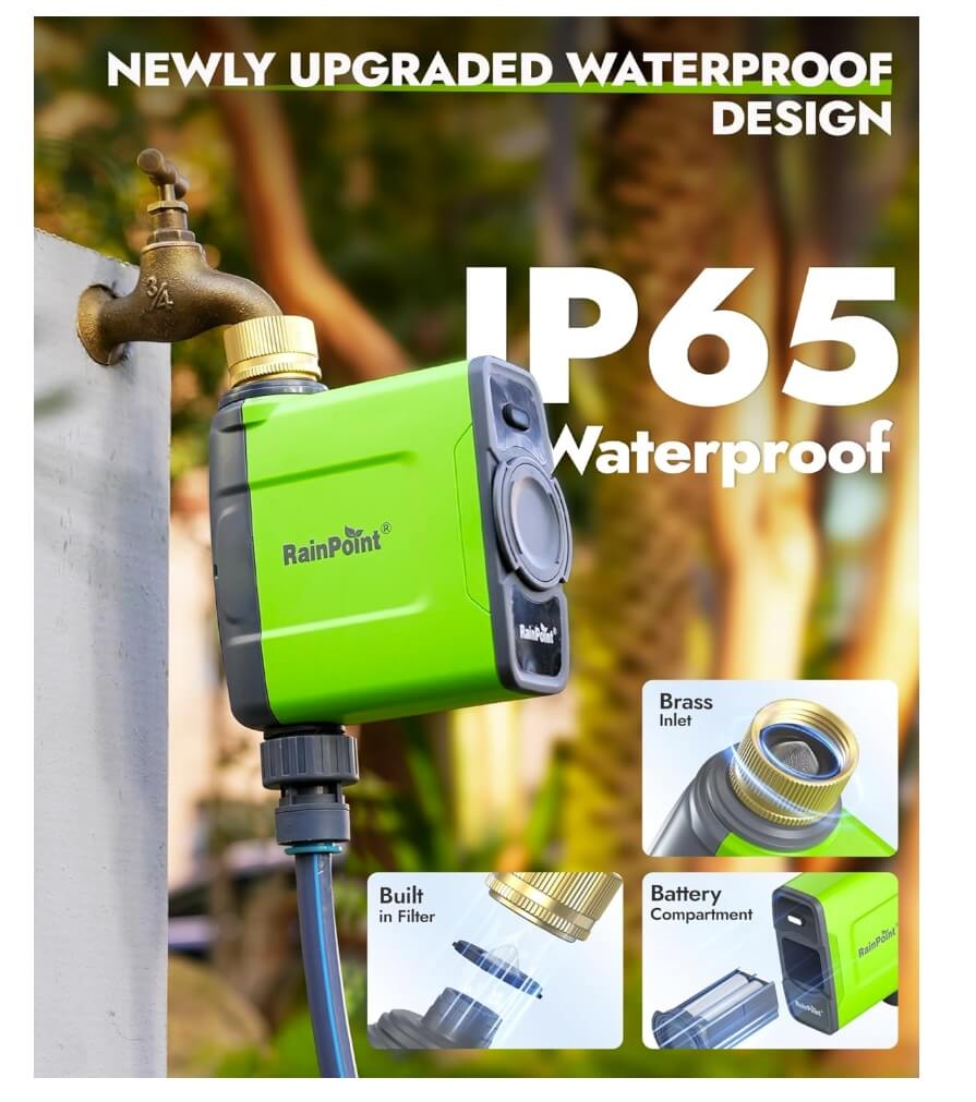 RainPoint WiFi Water Timer, Brass Inlet (No WiFi Gateway)