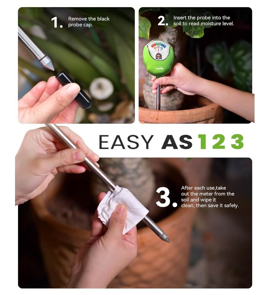 RAINPOINT Soil Moisture Meter - No Batteries (Green)