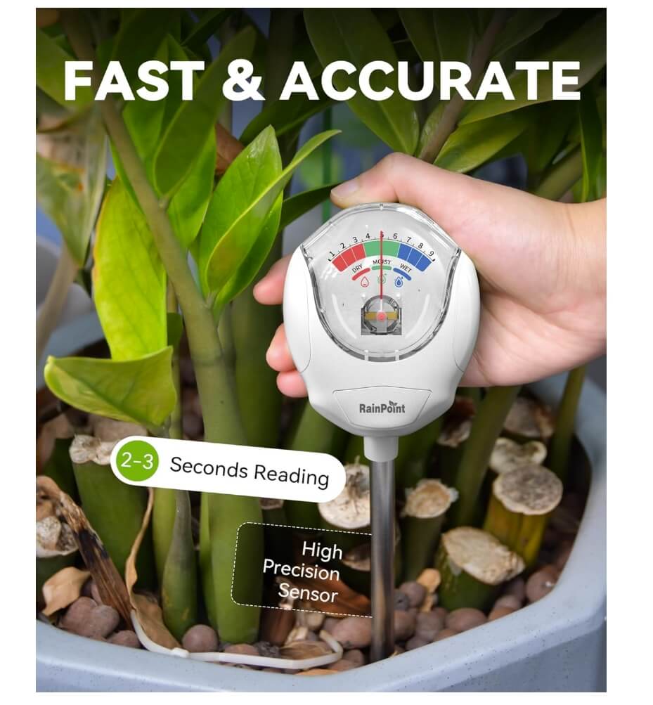 RainPoint Soil Moisture Meter - No Batteries  (White)