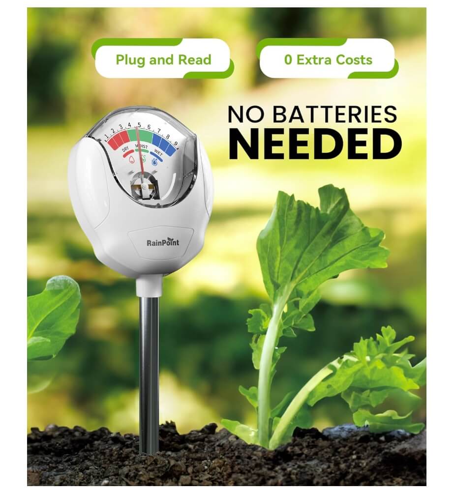 RainPoint Soil Moisture Meter - No Batteries  (White)